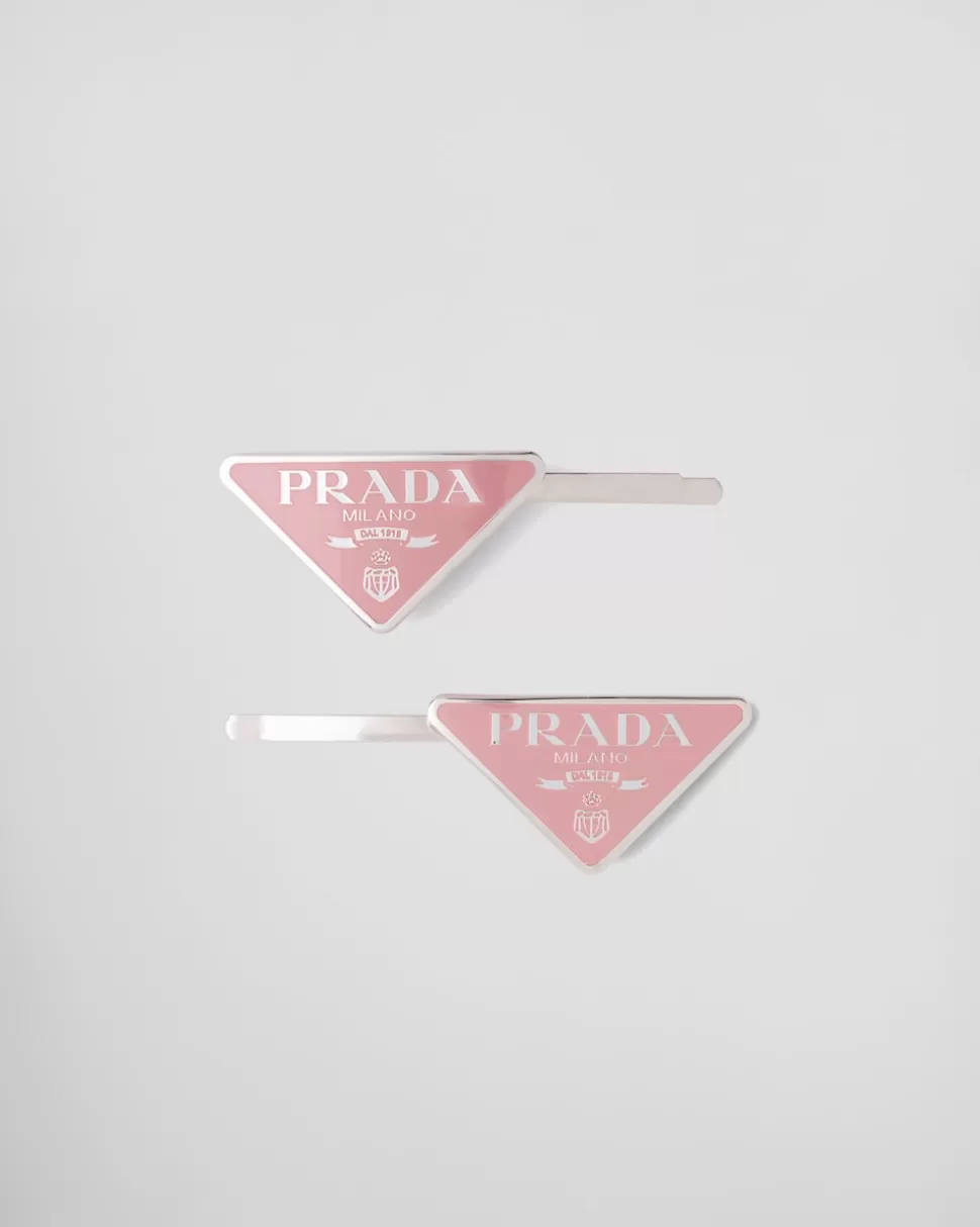 Outlet Prada Haarspangen Aus Metall Schwarz