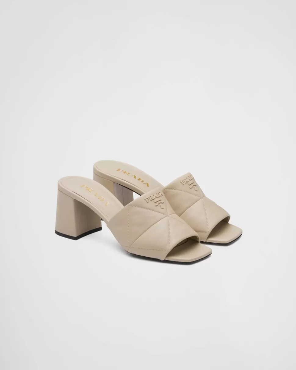 Fashion Prada Halbhohe Sandalen Aus Gestepptem Nappa-leder Schwarz