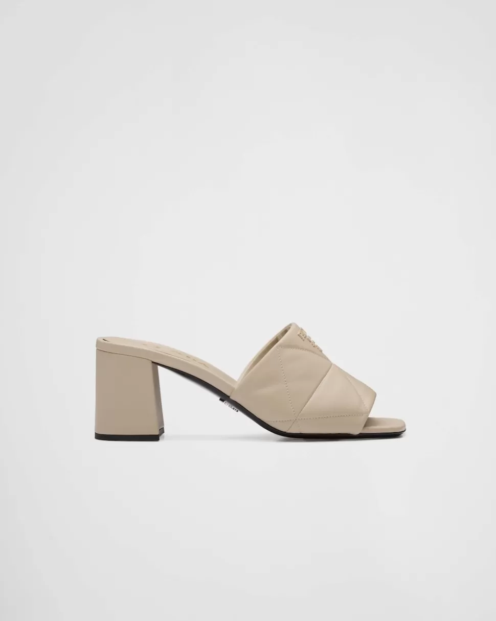Fashion Prada Halbhohe Sandalen Aus Gestepptem Nappa-leder Schwarz