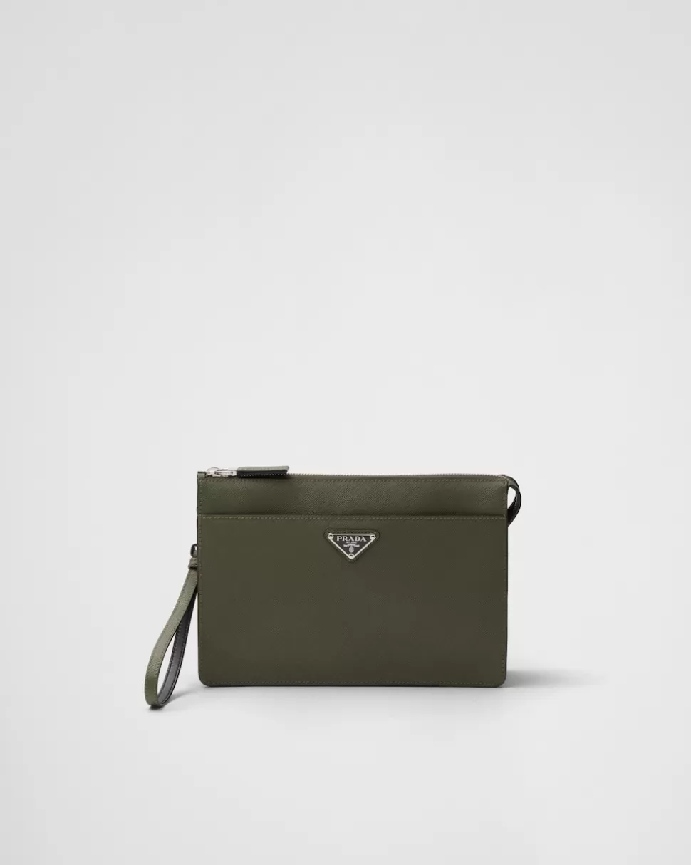Hot Prada Handtasche Für Herren Aus Saffiano-leder Schwarz