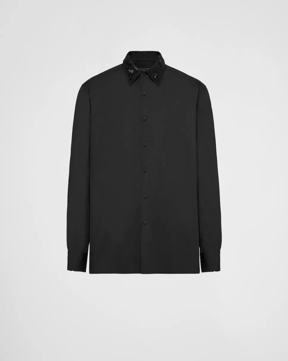 Cheap Prada Hemd Aus Baumwolle Schwarz/Schwarz