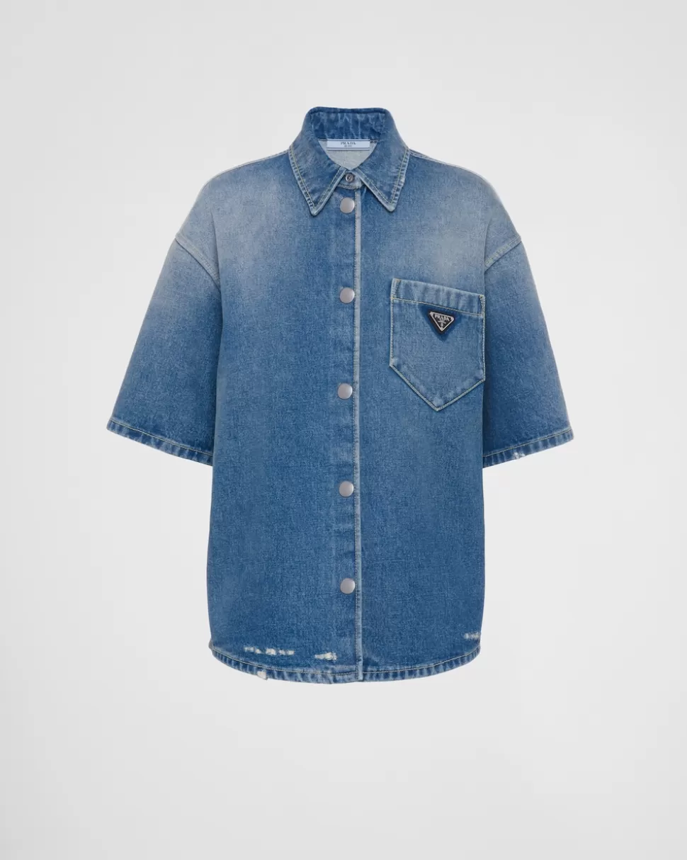 Shop Prada Hemd Aus Denim MITTELBLAU