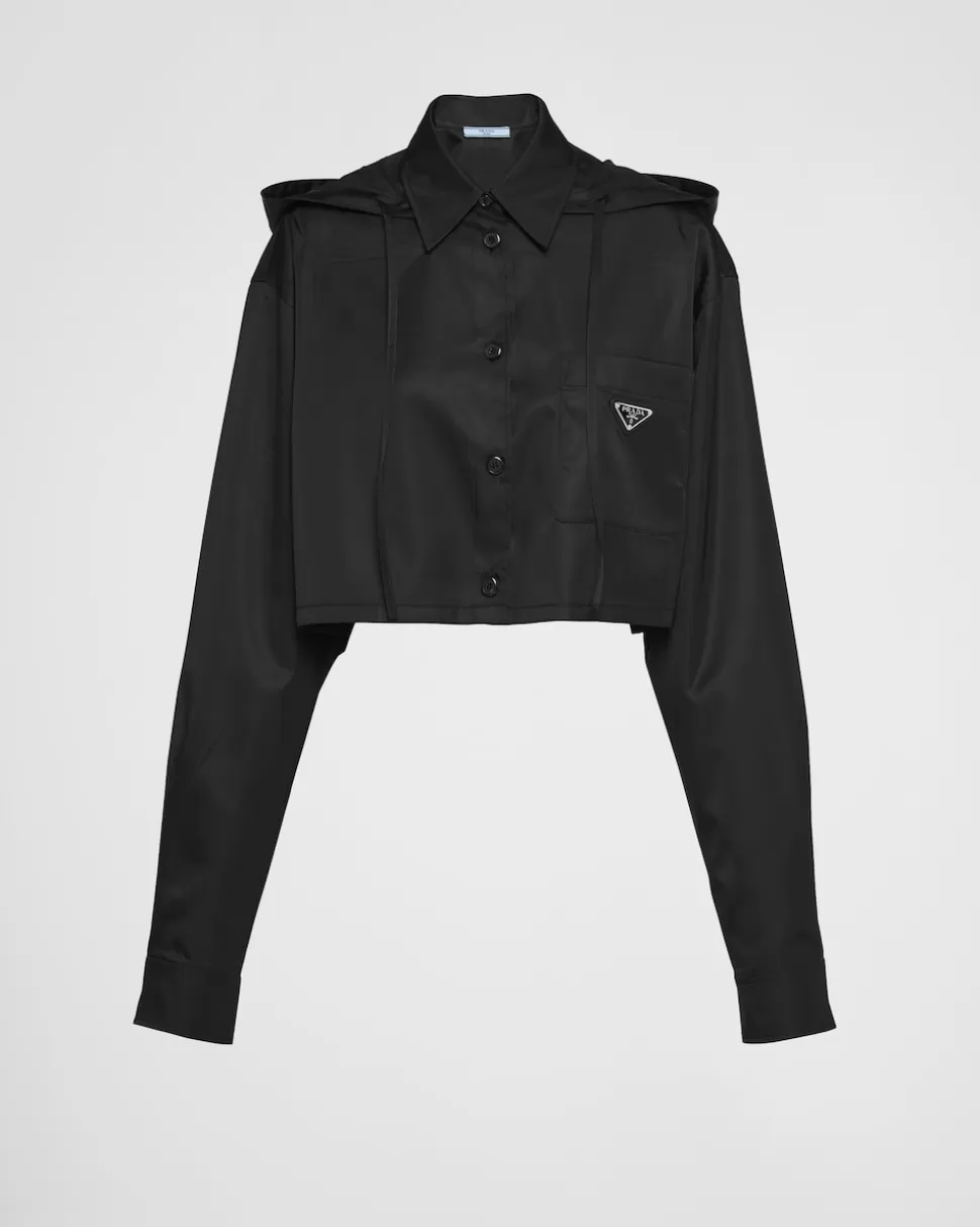 Outlet Prada Hemd Aus Gabardine Re-nylon Schwarz