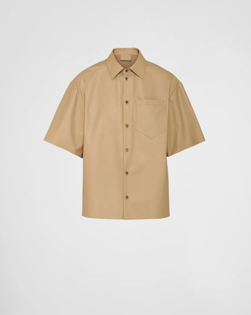 New Prada Hemd Aus Leder Khaki