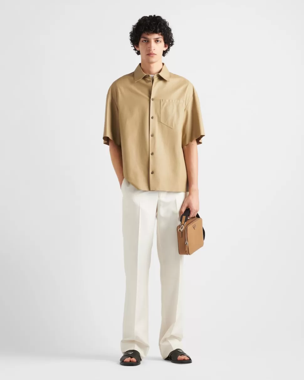 New Prada Hemd Aus Leder Khaki
