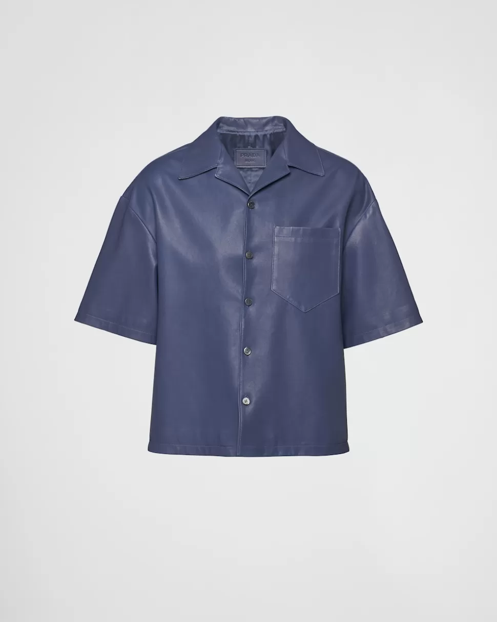 Flash Sale Prada Hemd Aus Nappa-leder Aviation/Blau