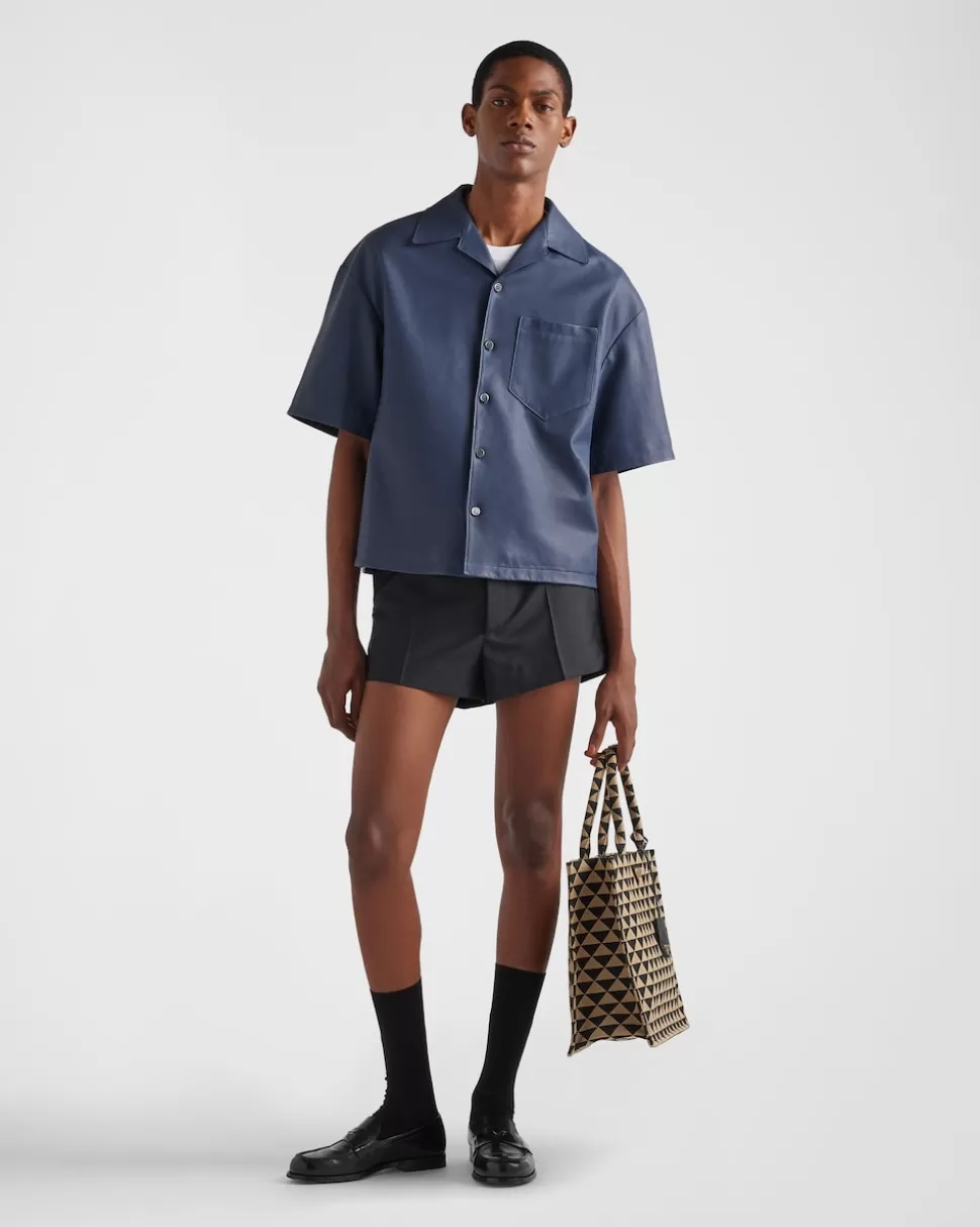 Flash Sale Prada Hemd Aus Nappa-leder Aviation/Blau