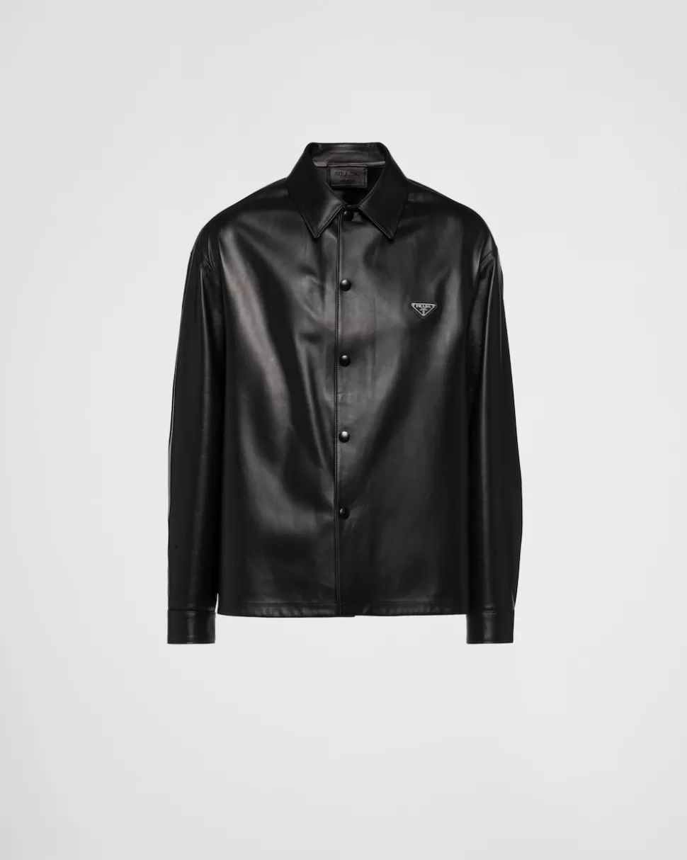 Outlet Prada Hemd Aus Nappa-leder Schwarz
