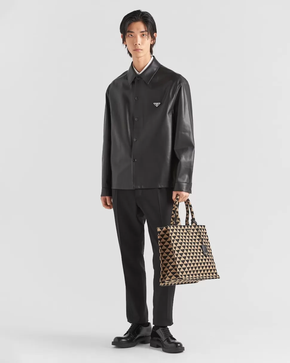 Outlet Prada Hemd Aus Nappa-leder Schwarz