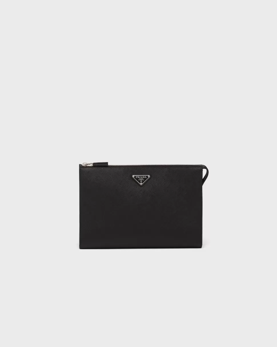 Hot Prada Herrentasche Aus Saffiano-leder Schwarz