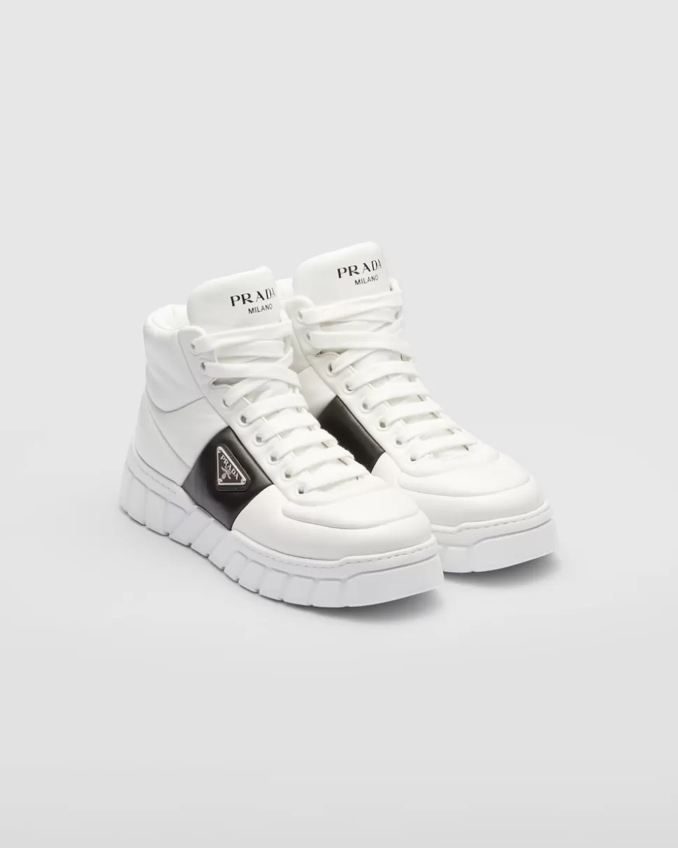 Store Prada High-top-sneaker Aus Gepolstertem Nappa-leder Weiss