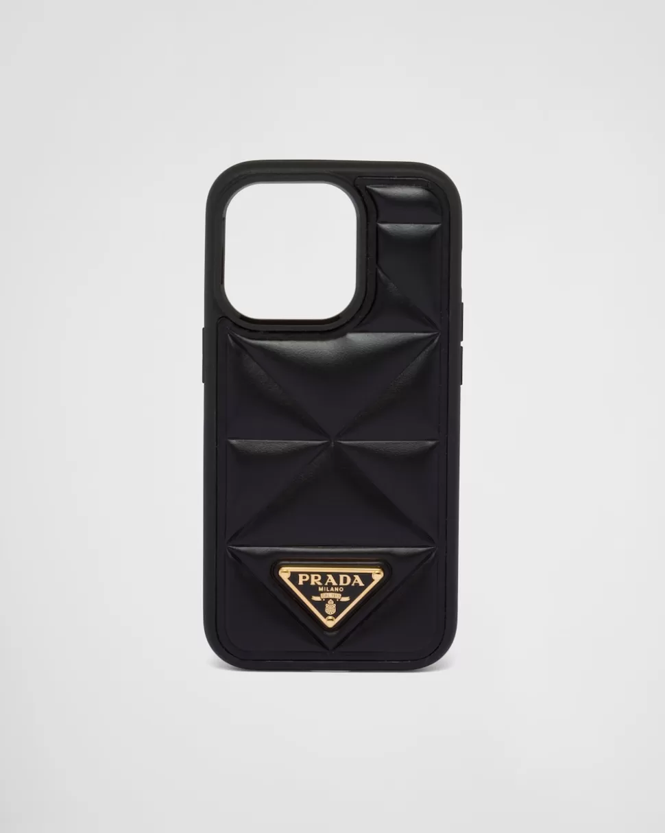 Shop Prada Hülle Aus Leder Für Iphone 14 Pro Schwarz