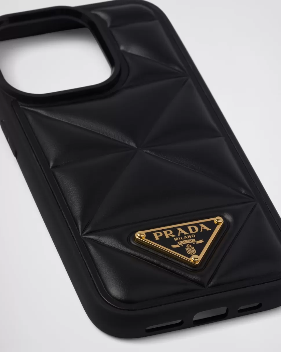Shop Prada Hülle Aus Leder Für Iphone 14 Pro Schwarz