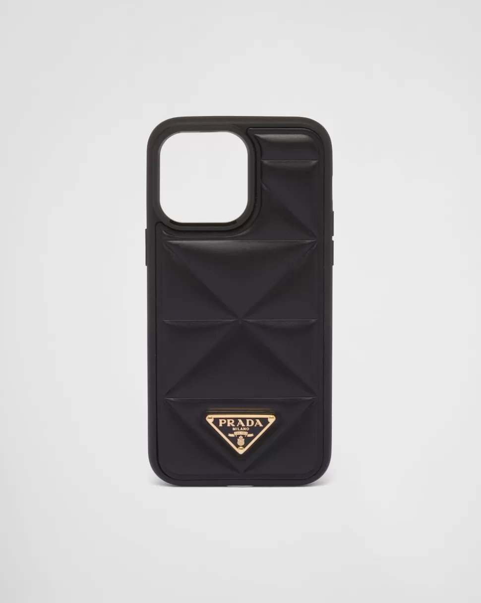 Online Prada Hülle Aus Leder Für Iphone 14 Pro Max Schwarz