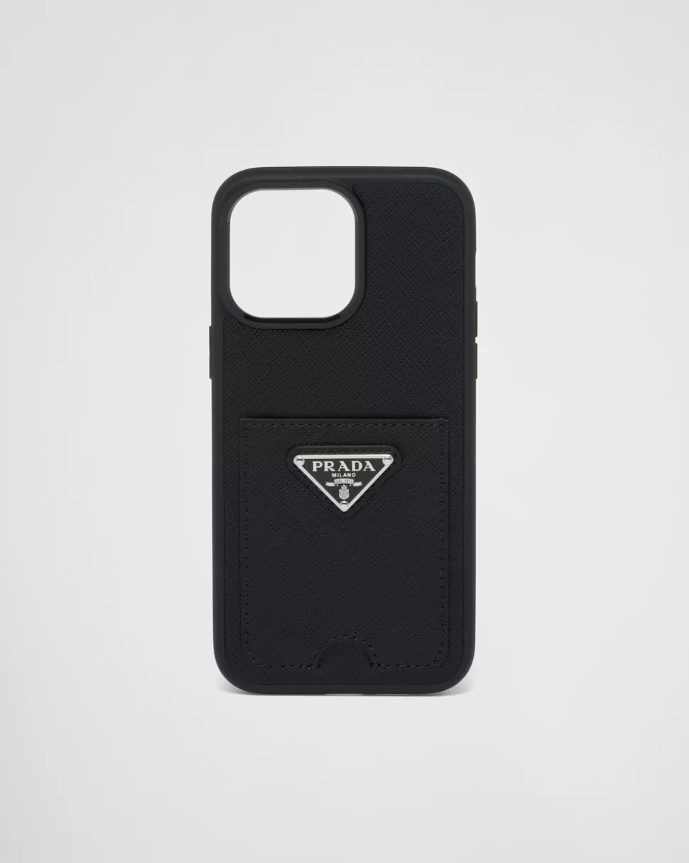 Clearance Prada Hülle Aus Saffiano-leder Für Iphone 14 Pro Max Schwarz