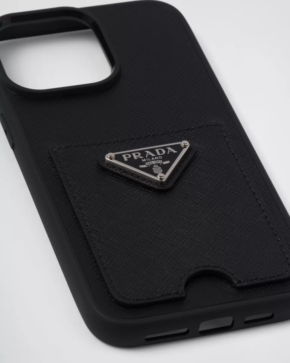 Clearance Prada Hülle Aus Saffiano-leder Für Iphone 14 Pro Max Schwarz