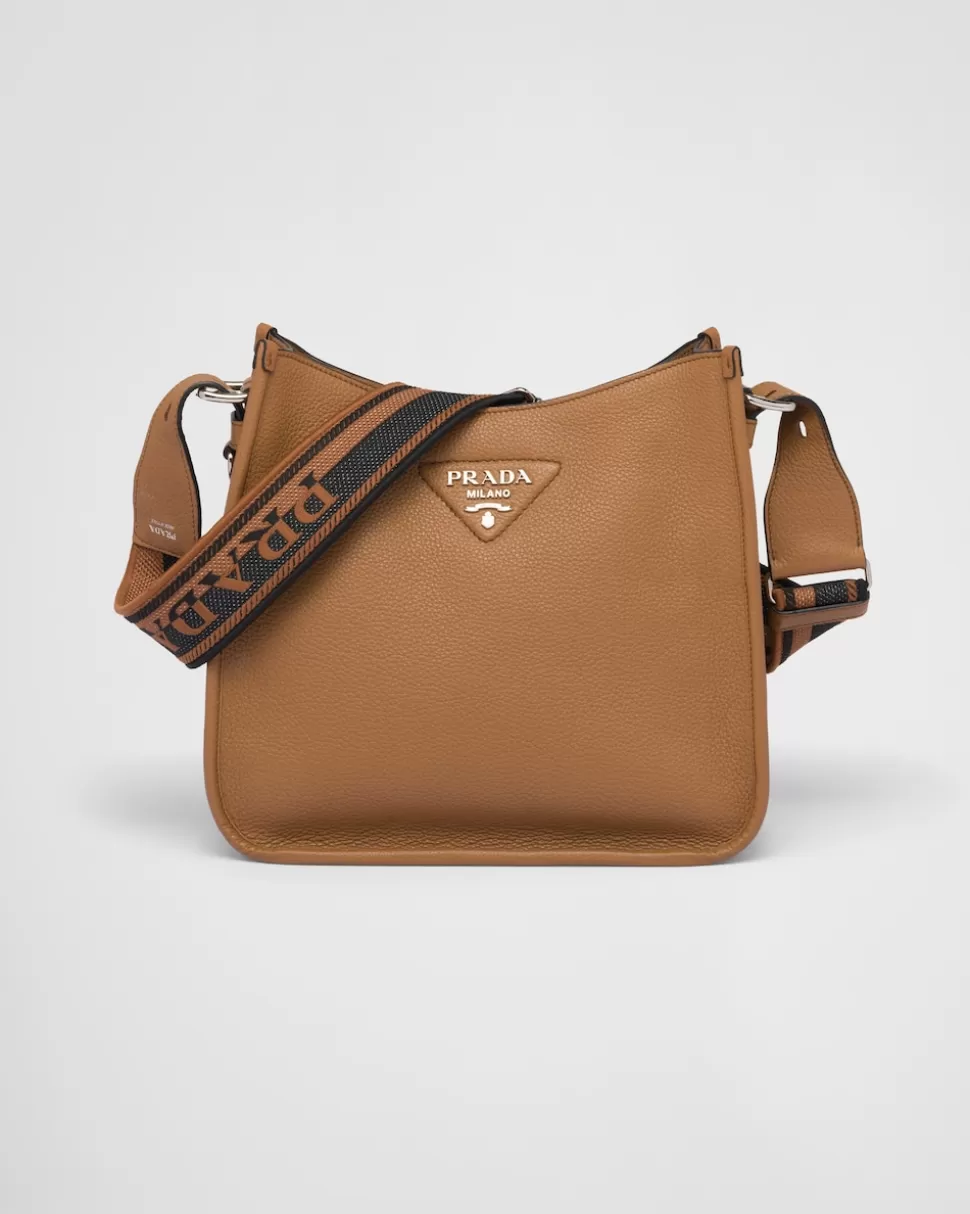 Fashion Prada Hobo Bag Aus Leder Schwarz