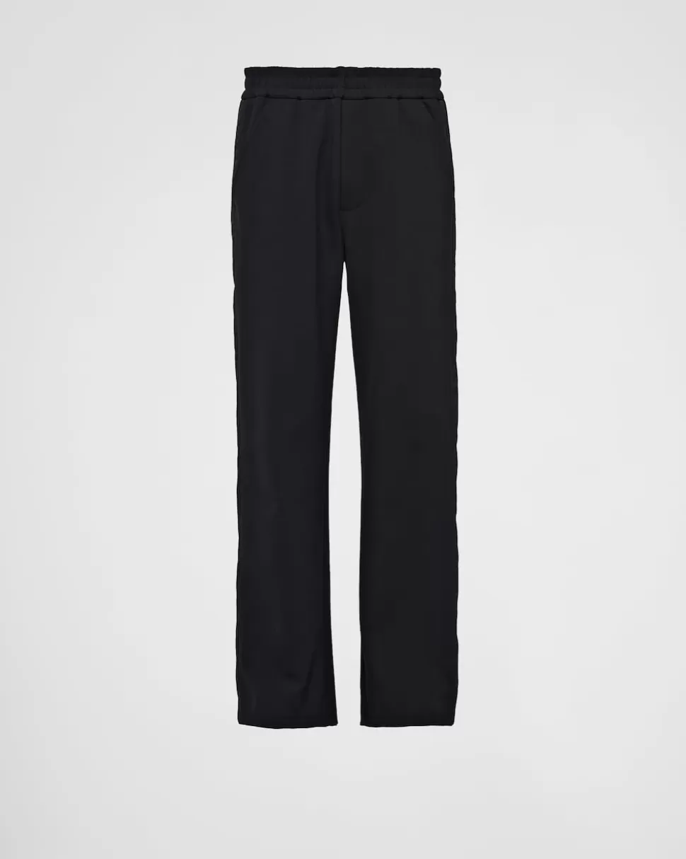 Outlet Prada Hose Aus Baumwollfleece Mit Details Aus Re-nylon Schwarz/Schwarz