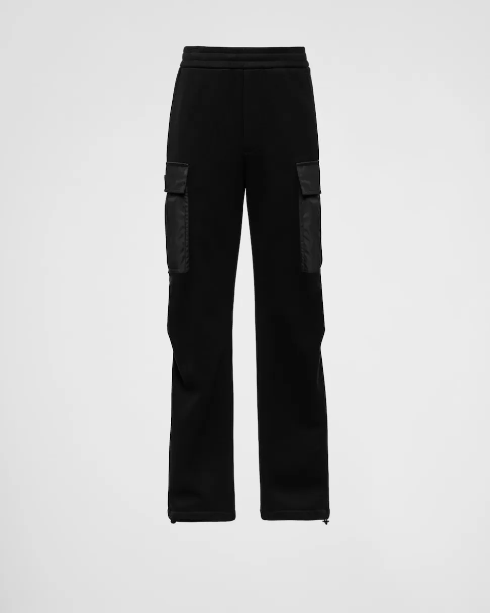 Flash Sale Prada Hose Aus Baumwollfleece Mit Details Aus Re-nylon Schwarz/Schwarz