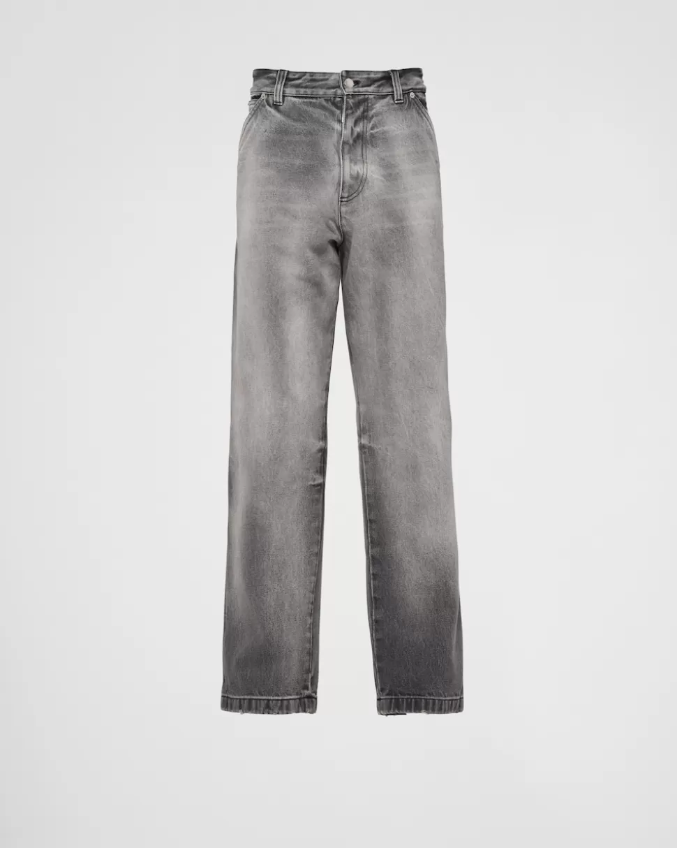 New Prada Hose Aus Denim Grau