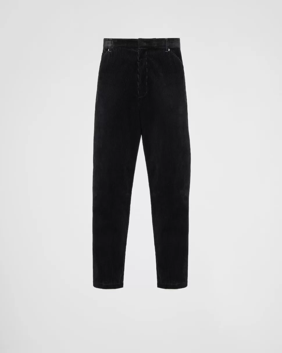 Store Prada Hose Aus Feincord Schwarz