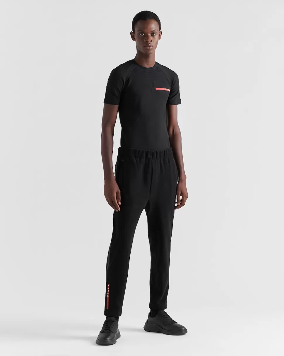 Shop Prada Hose Aus Funktionsgewebe Mit Hitzeversiegeltem Band Schwarz