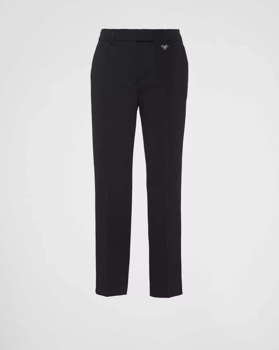 Outlet Prada Hose Aus Grain-de-poudre Schwarz