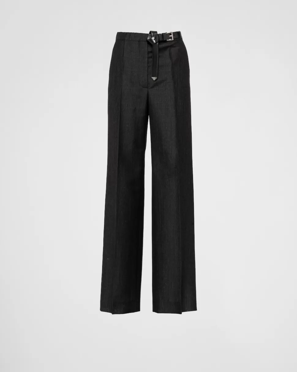 Clearance Prada Hose Aus Kid Mohair Anthrazitgrau