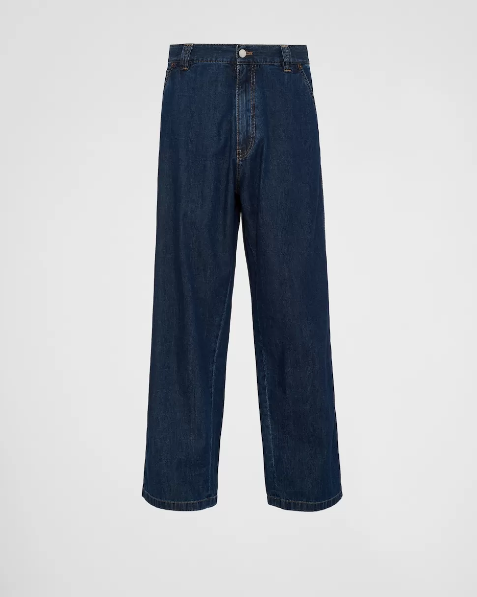 Online Prada Hose Aus Leichtem Denim Blau