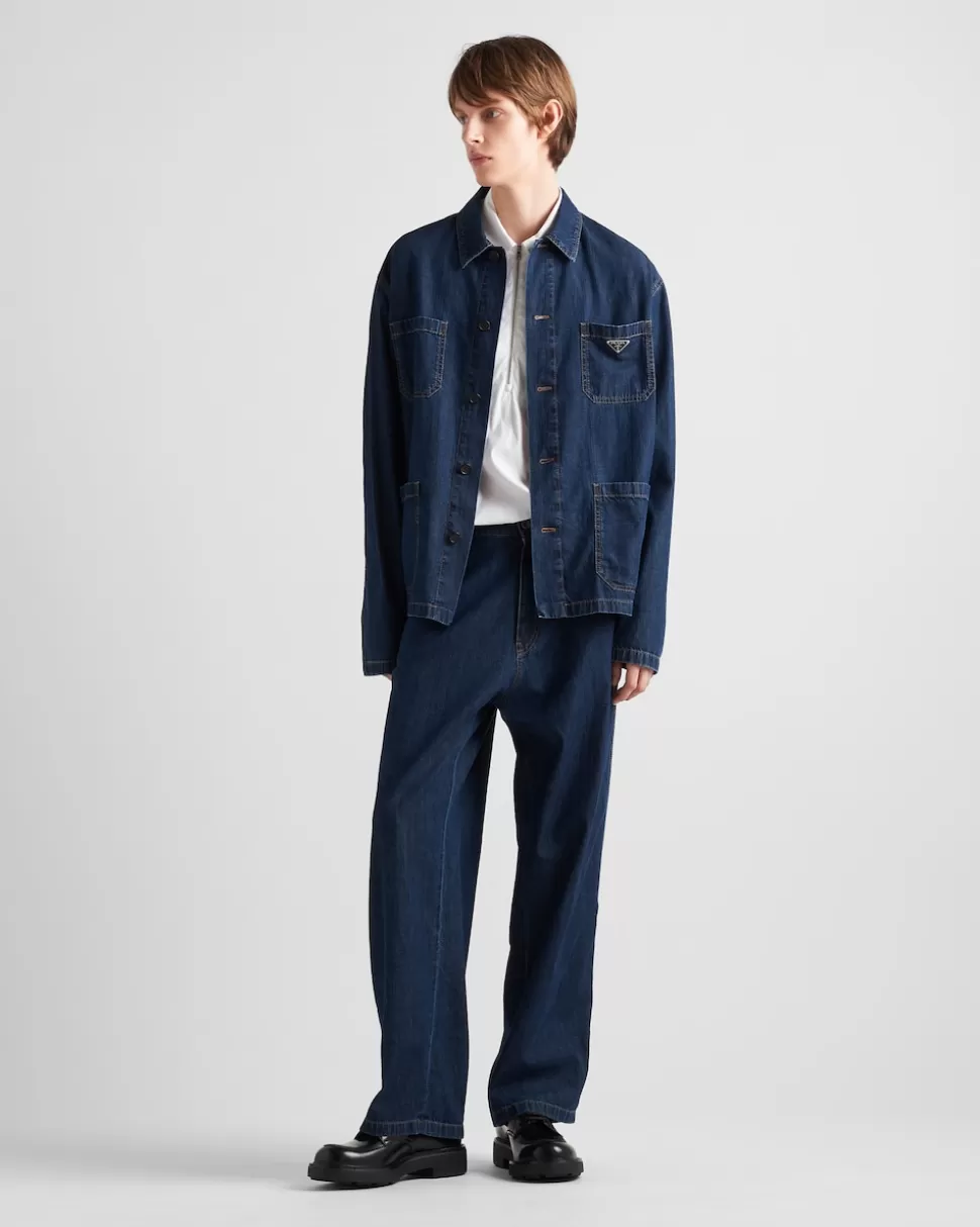 Online Prada Hose Aus Leichtem Denim Blau