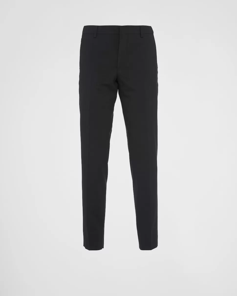 Cheap Prada Hose Aus Leichter Wolle Mit Stretch Schwarz