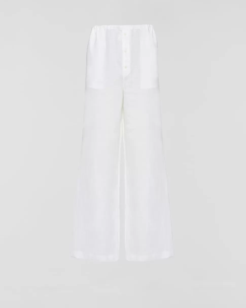 Discount Prada Hose Aus Leinen Weiss