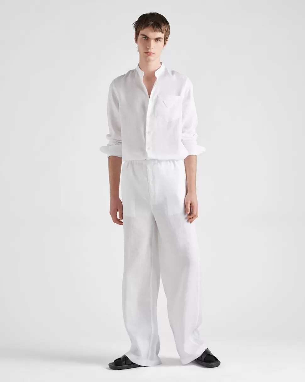 Discount Prada Hose Aus Leinen Weiss