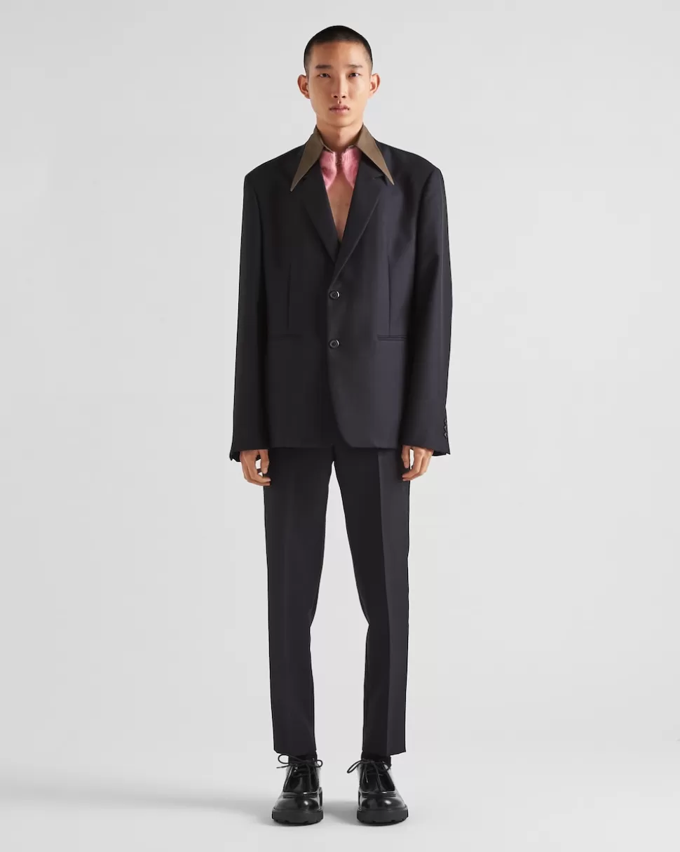 Cheap Prada Hose Aus Mohairwolle Blau