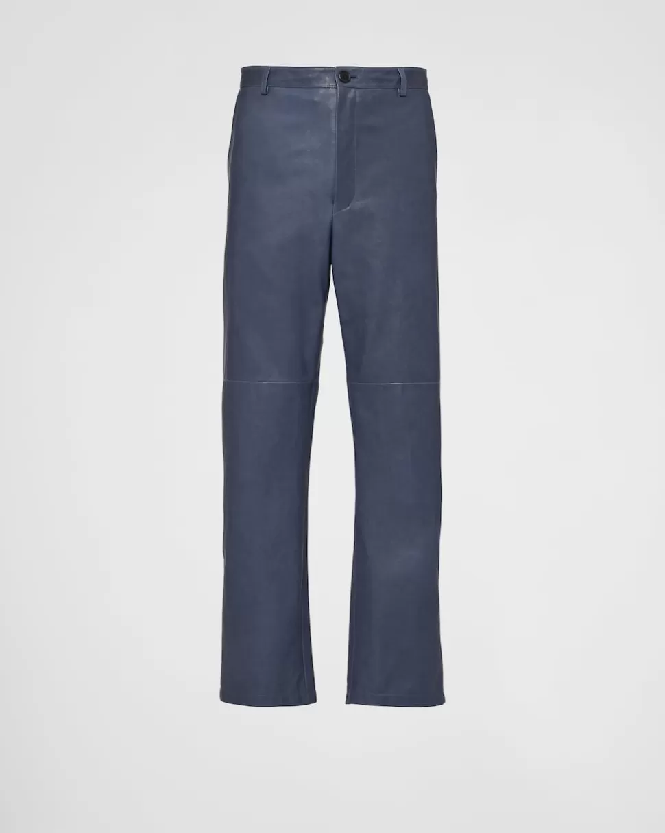 Clearance Prada Hose Aus Nappa-leder Aviation/Blau