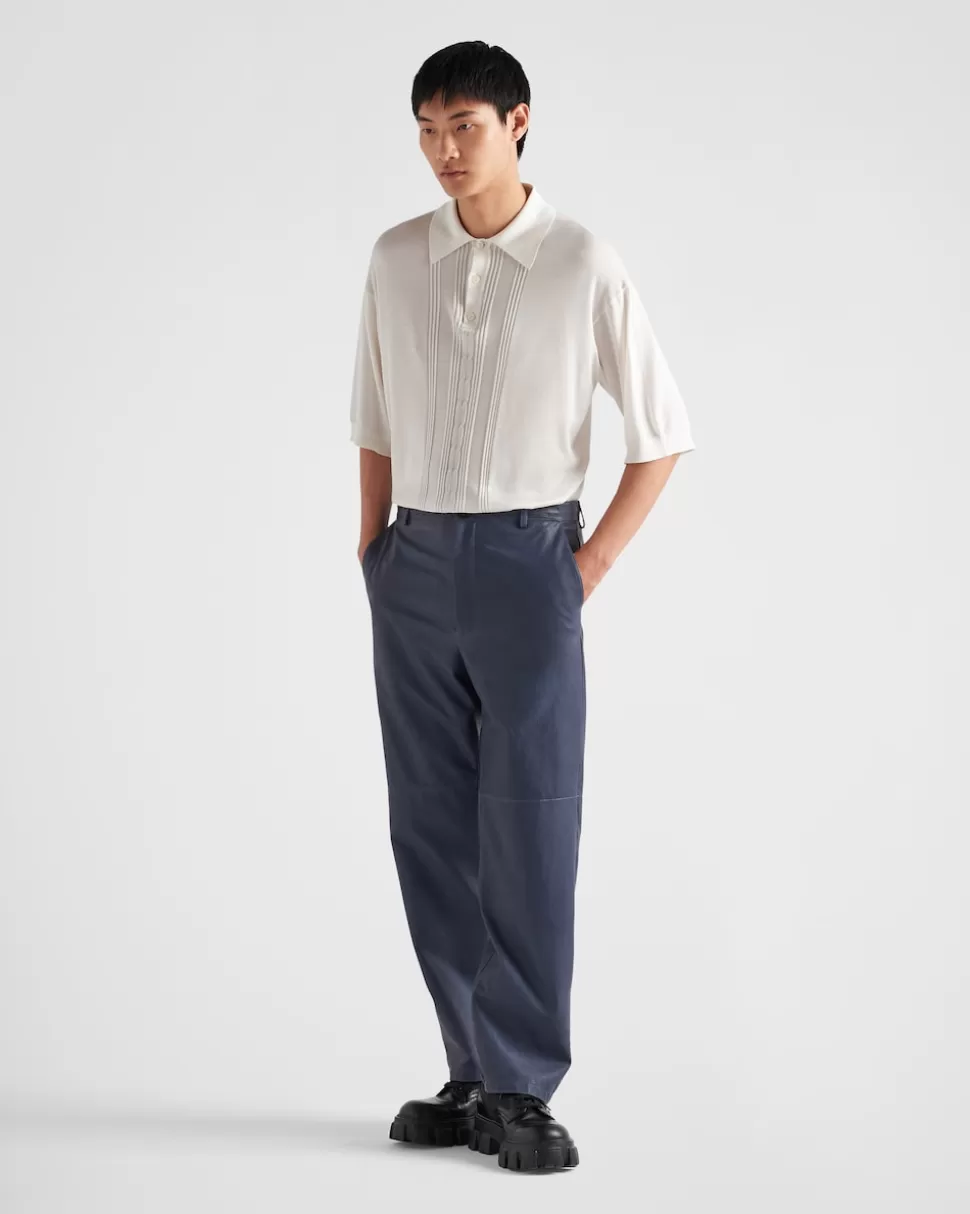 Clearance Prada Hose Aus Nappa-leder Aviation/Blau