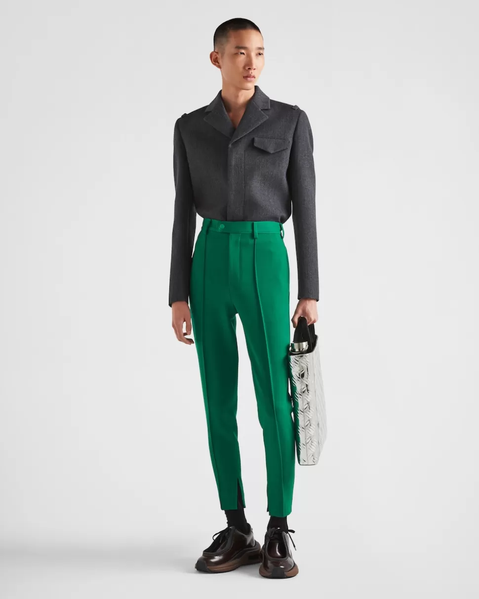 Shop Prada Hose Aus Natté-stretch Schwarz