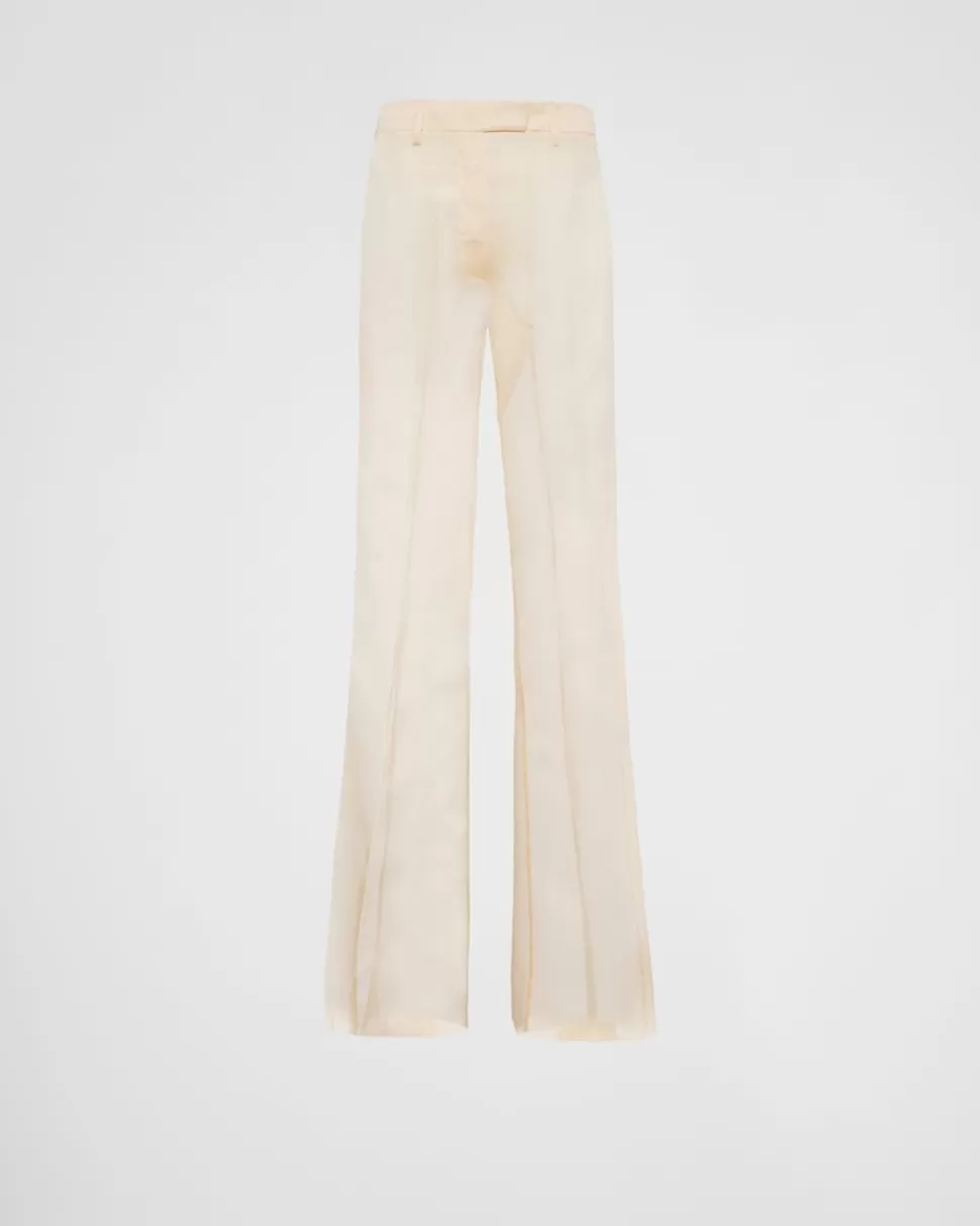 Cheap Prada Hose Aus Organza Wüstenbeige