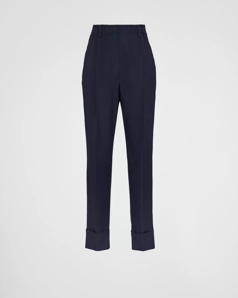Fashion Prada Hose Aus Popeline Blau