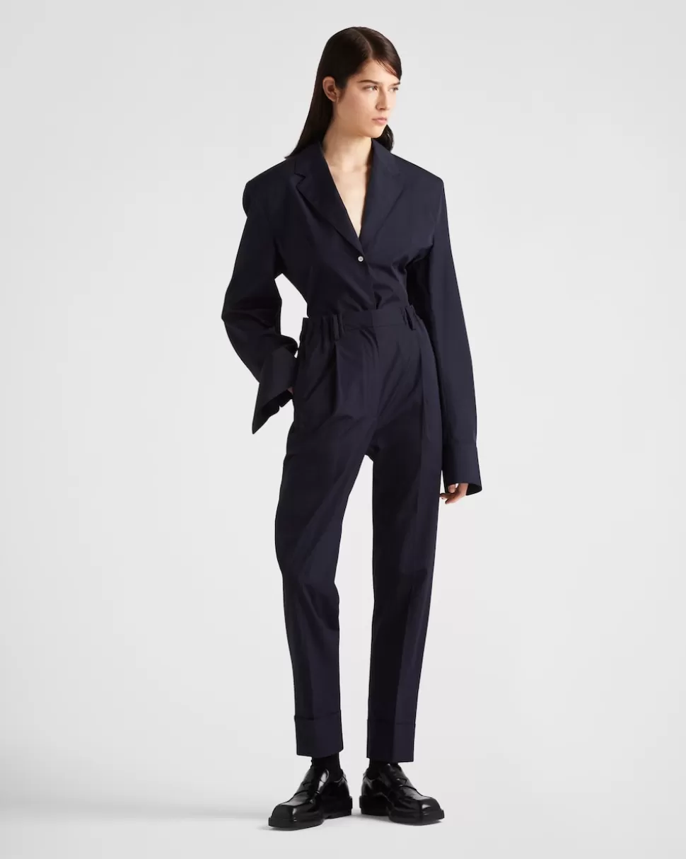 Fashion Prada Hose Aus Popeline Blau