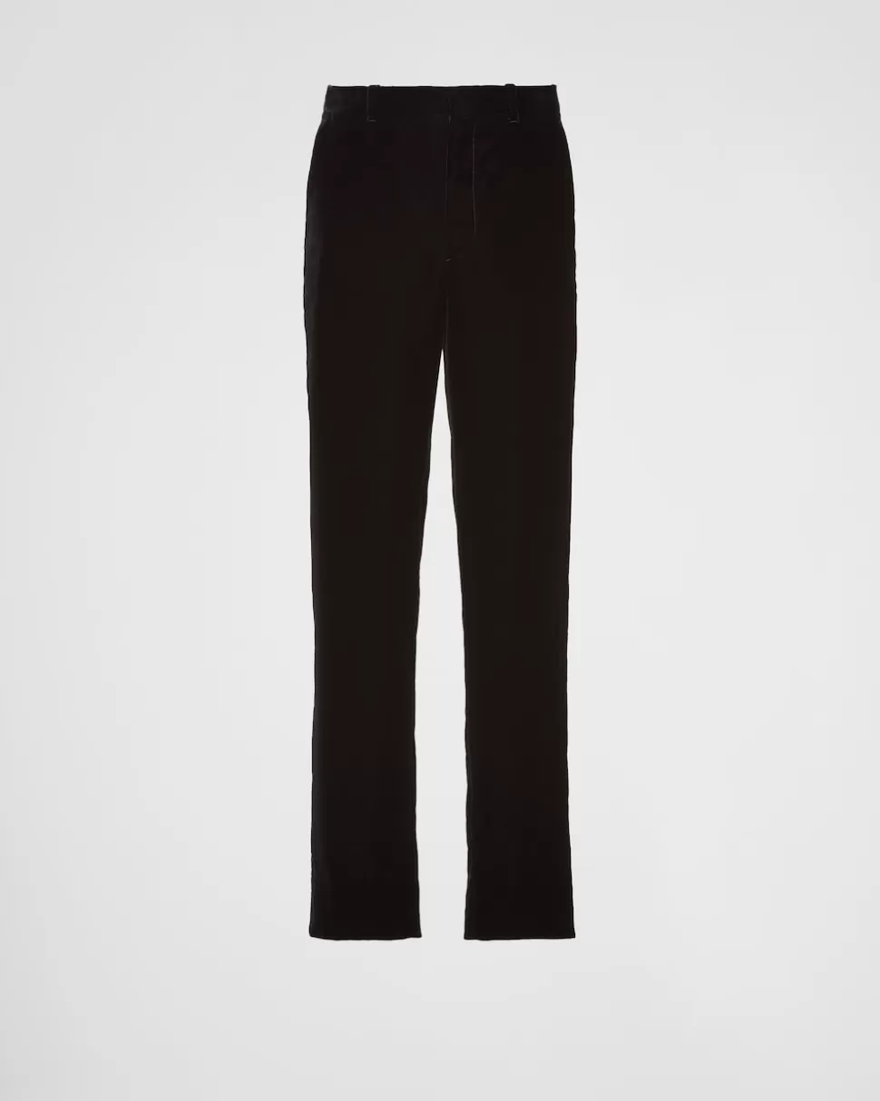 Cheap Prada Hose Aus Samt Schwarz