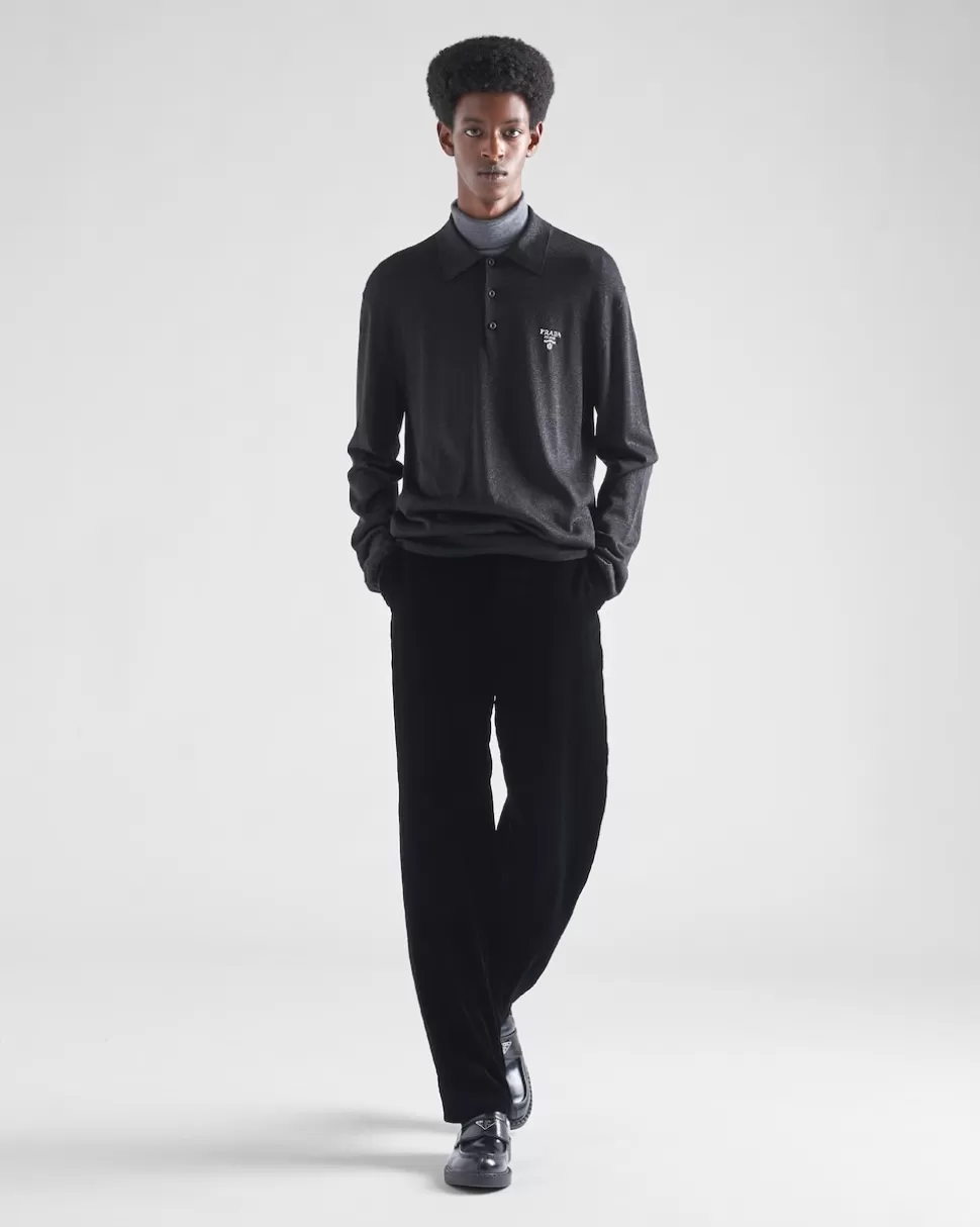 Cheap Prada Hose Aus Samt Schwarz