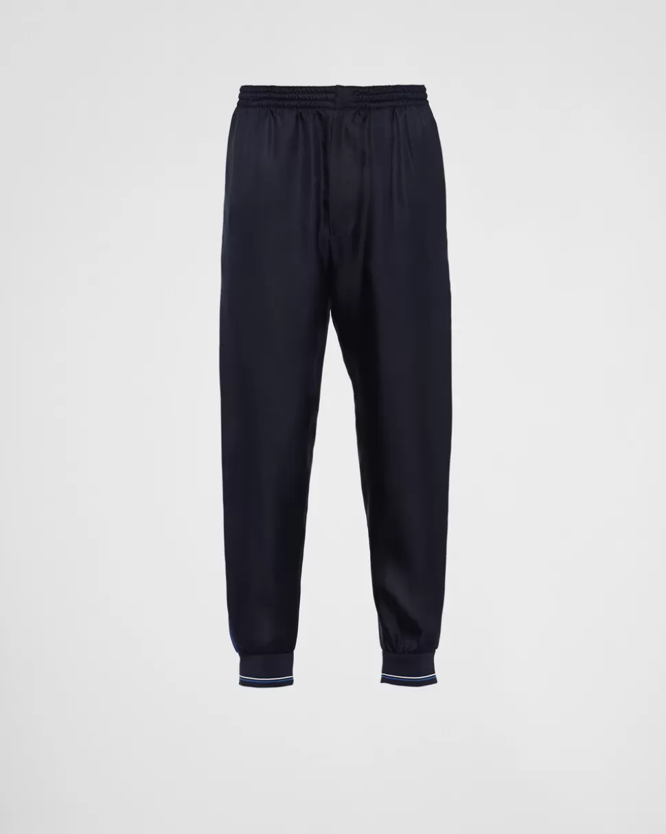 Outlet Prada Hose Aus Seide Blau