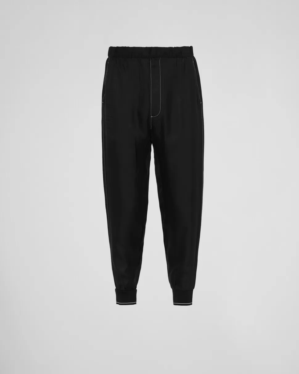 Outlet Prada Hose Aus Seide Schwarz