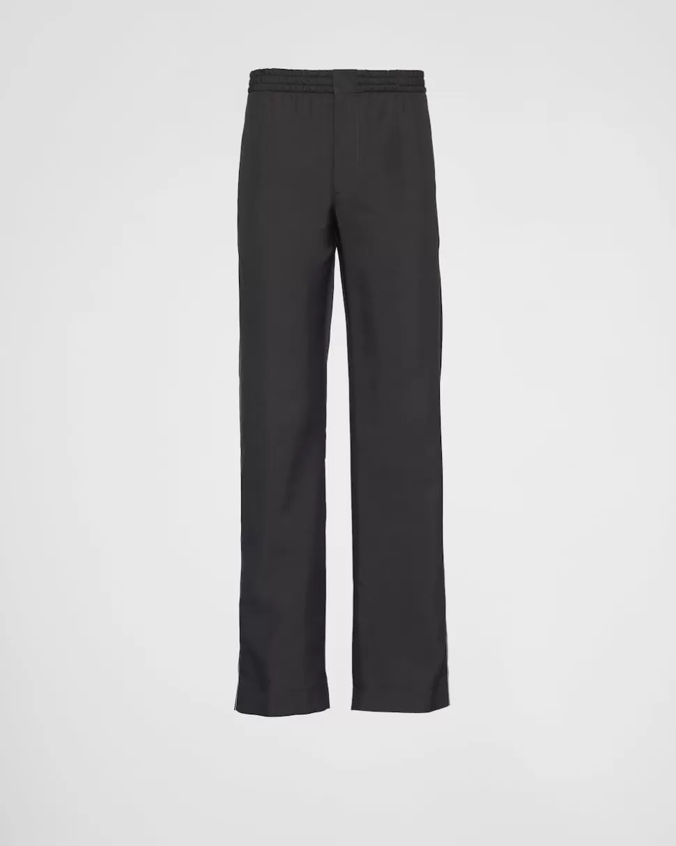 Online Prada Hose Aus Seide Schwarz