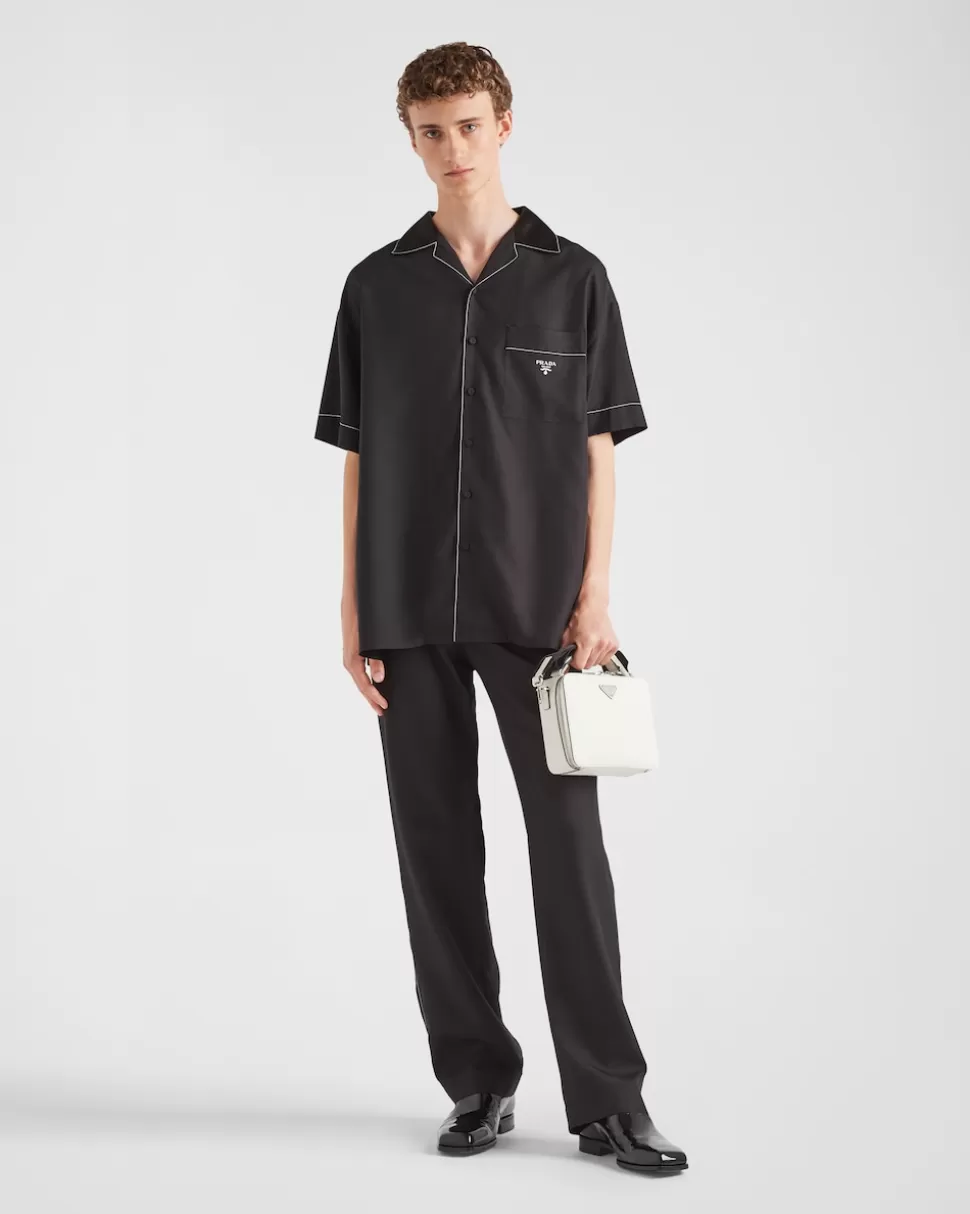 Online Prada Hose Aus Seide Schwarz