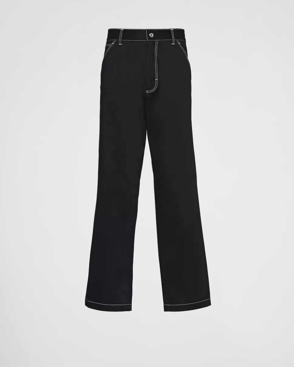Best Sale Prada Hose Aus Stretch-baumwolle Schwarz
