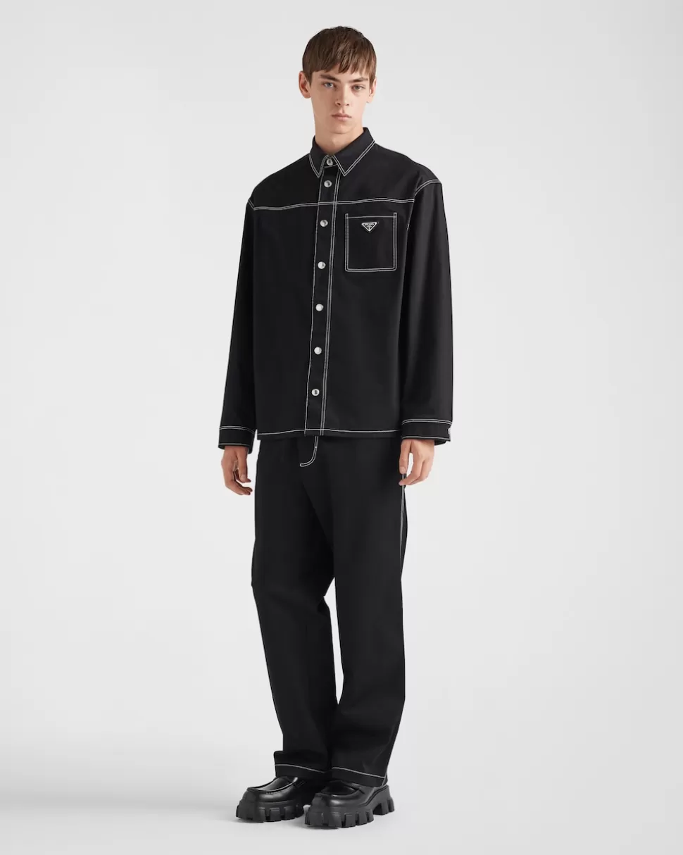 Best Sale Prada Hose Aus Stretch-baumwolle Schwarz