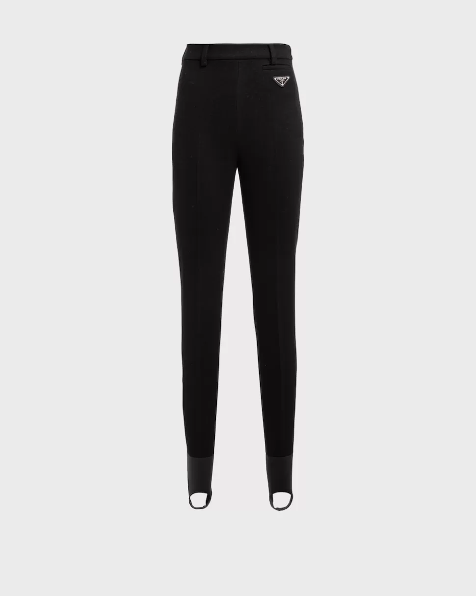 Sale Prada Hose Aus Stretch-flanell Schwarz