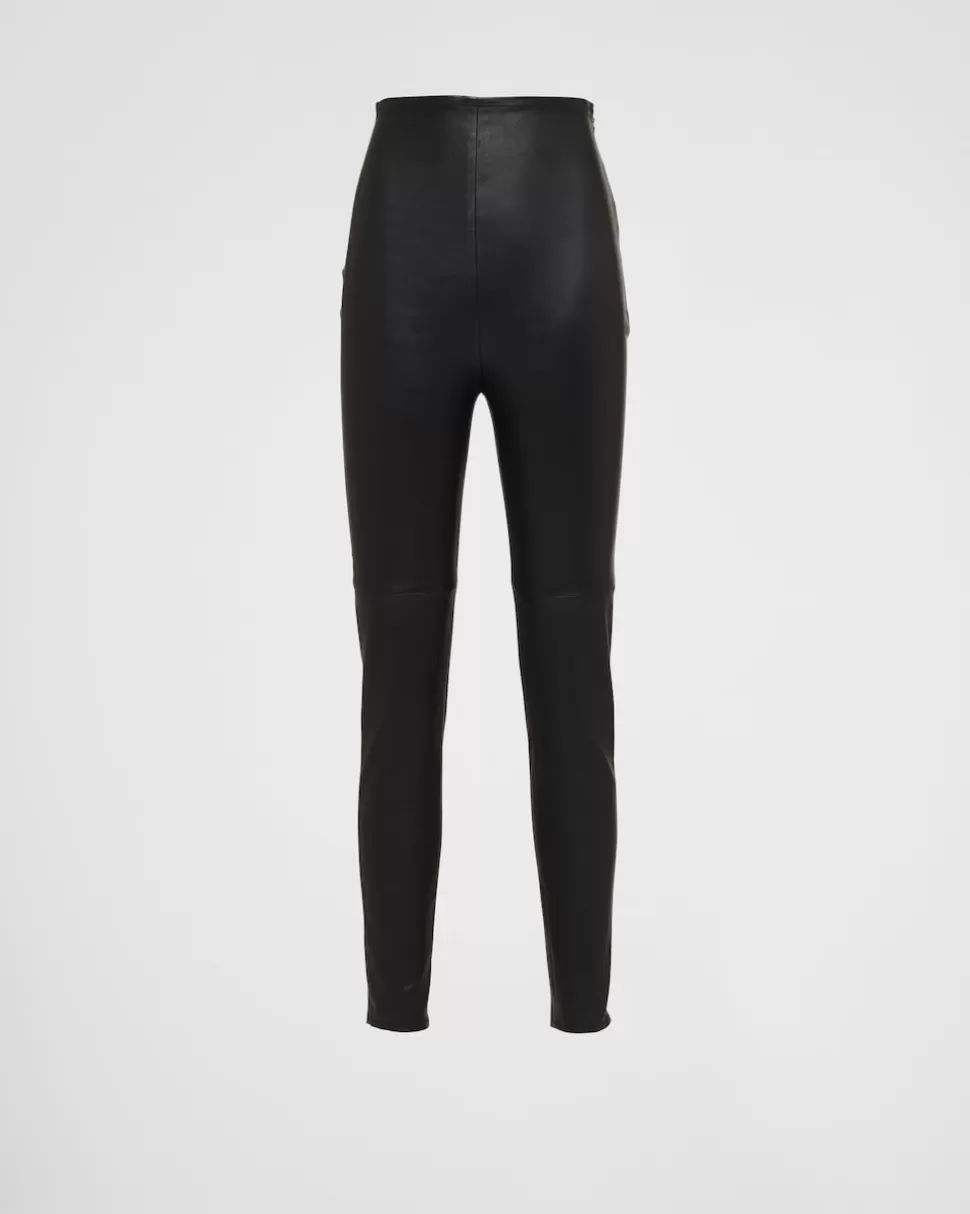 Online Prada Hose Aus Stretch-nappaleder Schwarz
